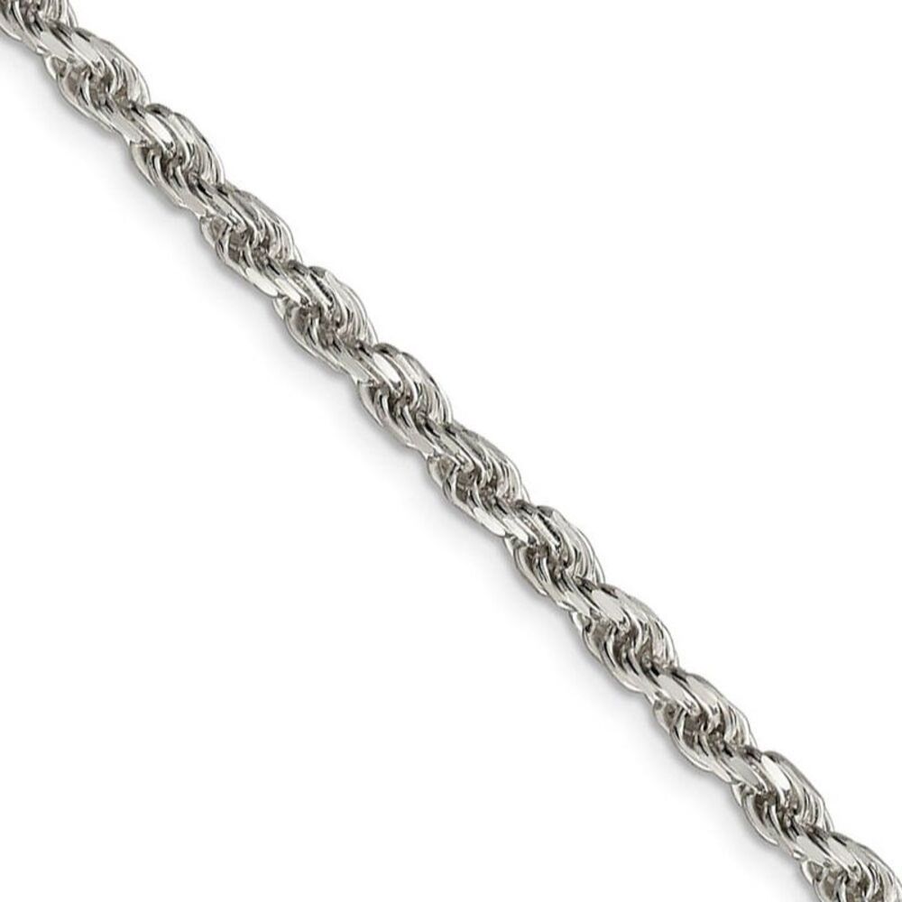 3.5mm Sterling Silver, Diamond Cut Solid Rope Chain Necklace, 24 Inch